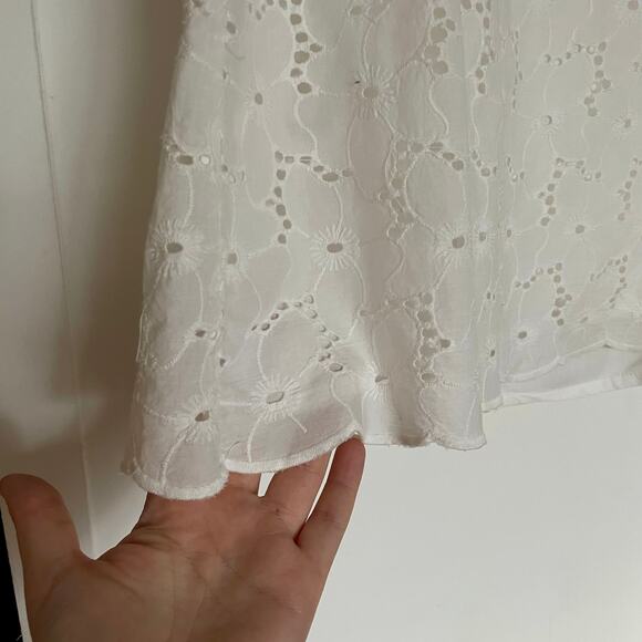 Sezane Carolane White Shift Dress Mini Sz 38 / US 4 6  French Minimalist Lace - Picture 8 of 11